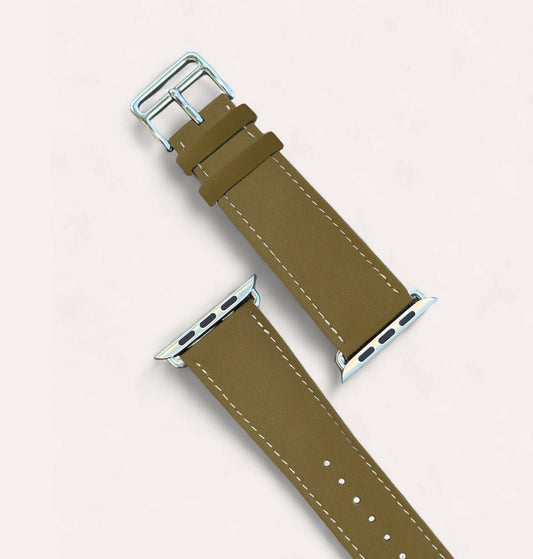 Bracelet cuir recyclé Kaki pour Apple Watch - Cykero