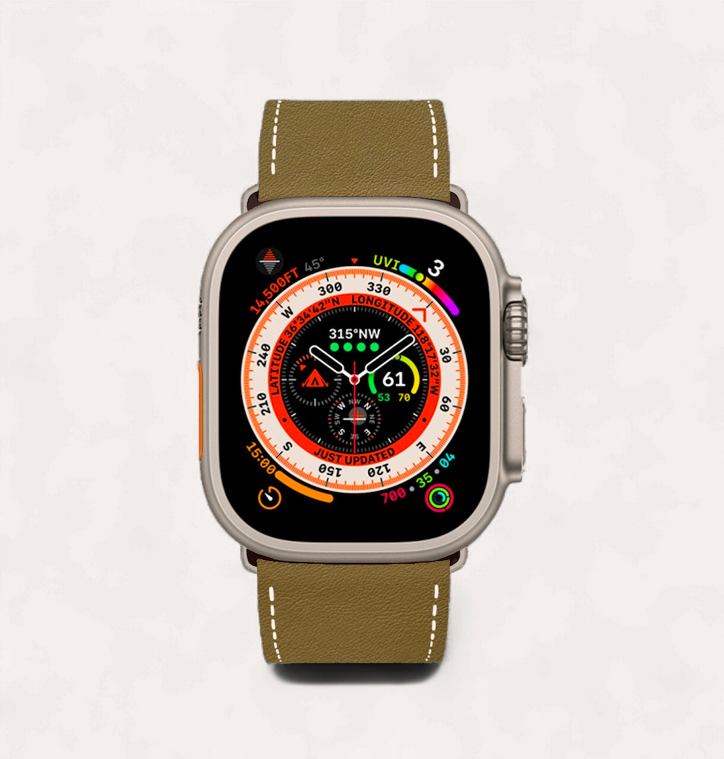 Bracelet cuir recyclé Kaki pour Apple Watch - Cykero
