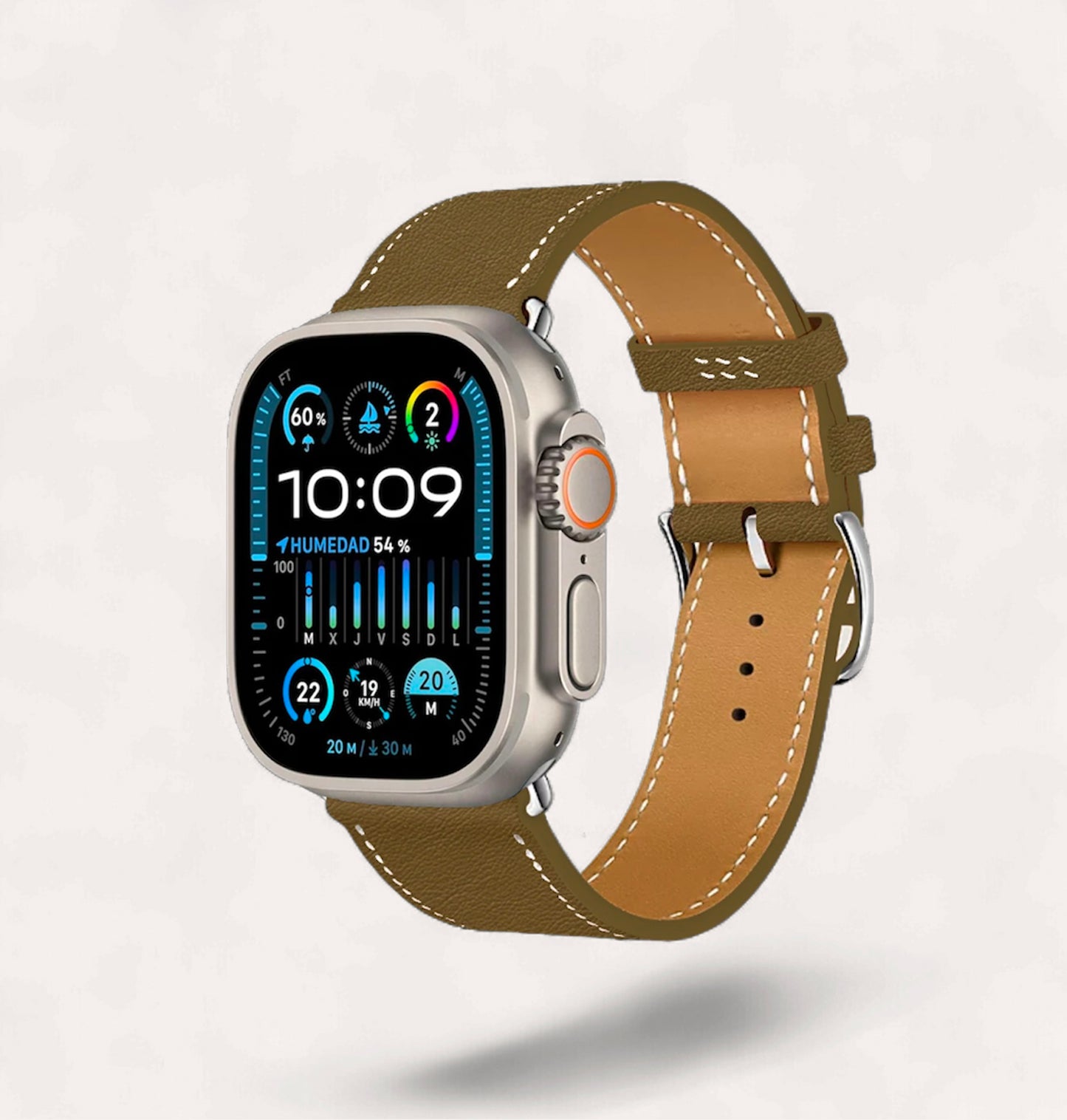 Bracelet cuir recyclé Kaki pour Apple Watch - Cykero