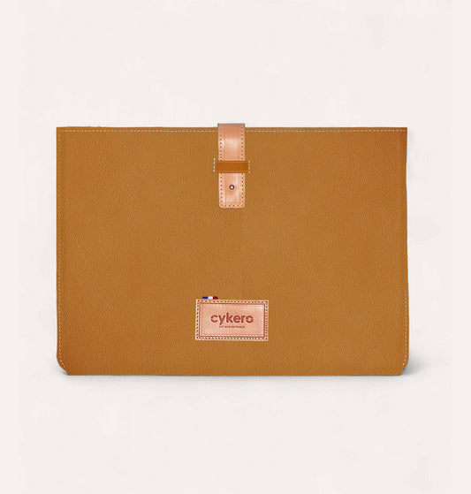 Pochette CHARLIE GM en cuir recyclé Cognac-Orange - Cykero