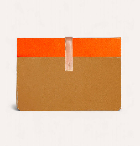 Pochette CHARLIE GM en cuir recyclé Cognac-Orange - Cykero