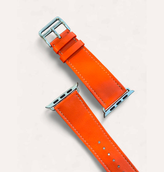 Bracelet cuir recyclé Orange pour Apple Watch - Cykero