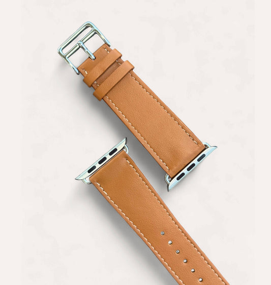 Bracelet cuir recyclé Cognac pour Apple Watch - Cykero