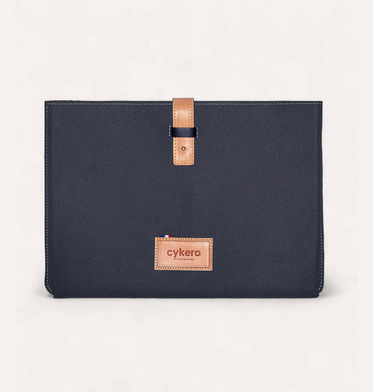 Pochette CHARLIE GM en cuir recyclé Bleu Marine-Rose - Cykero