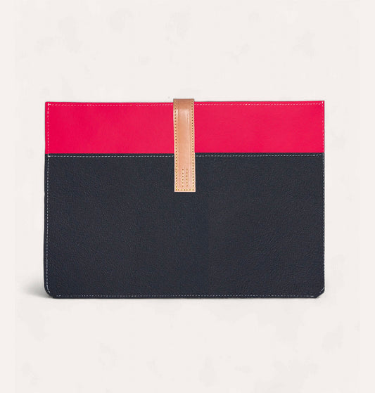 Pochette CHARLIE GM en cuir recyclé Bleu Marine-Rose - Cykero