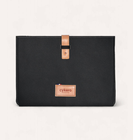 Pochette CHARLIE GM en cuir recyclé Noir-Bleu Marine - Cykero