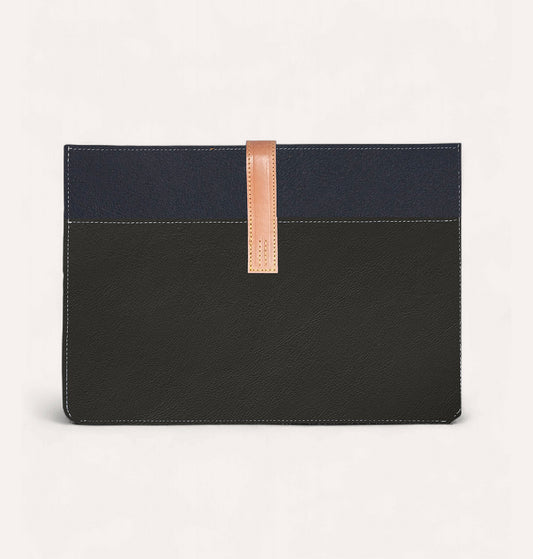 Pochette CHARLIE GM en cuir recyclé Noir-Bleu Marine - Cykero