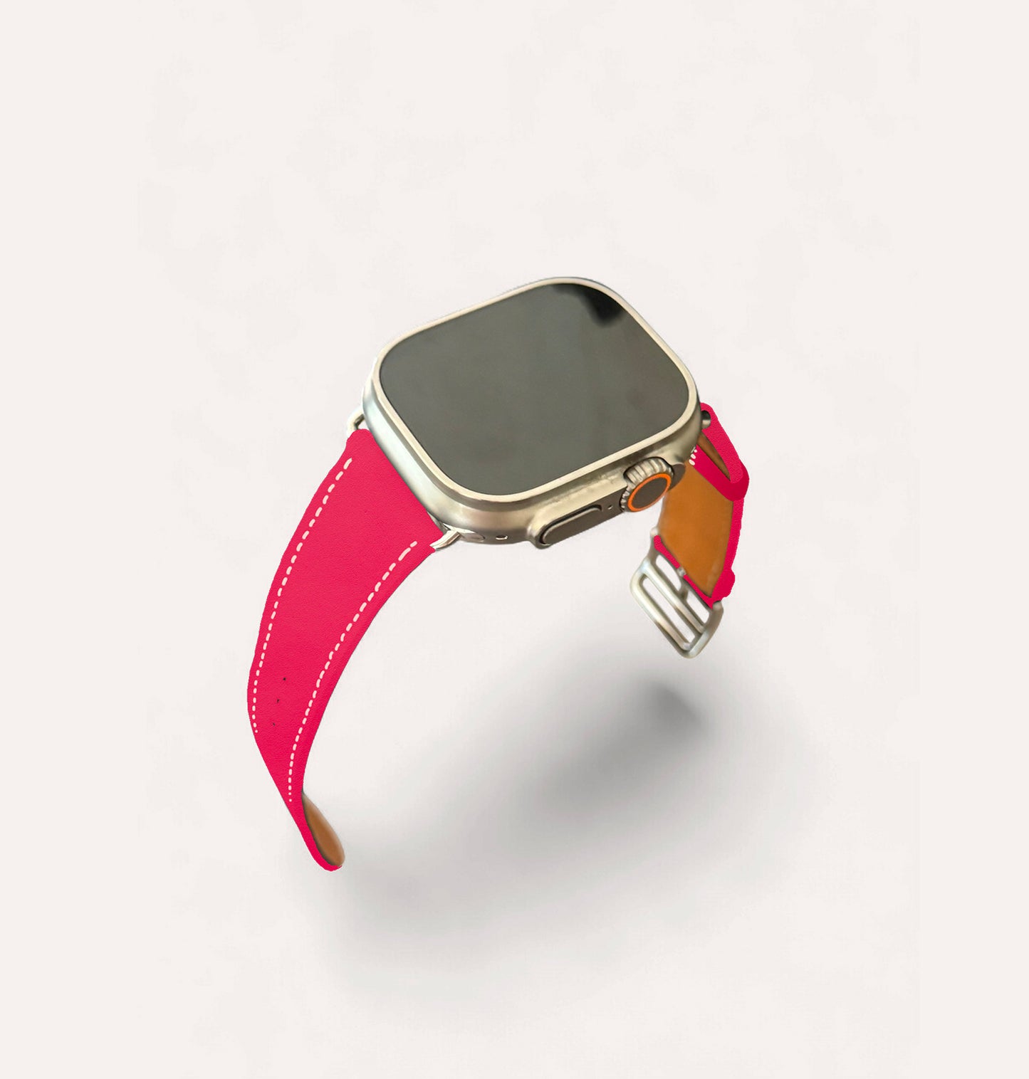 Bracelet cuir recyclé rose framboise pour Apple Watch - Cykero