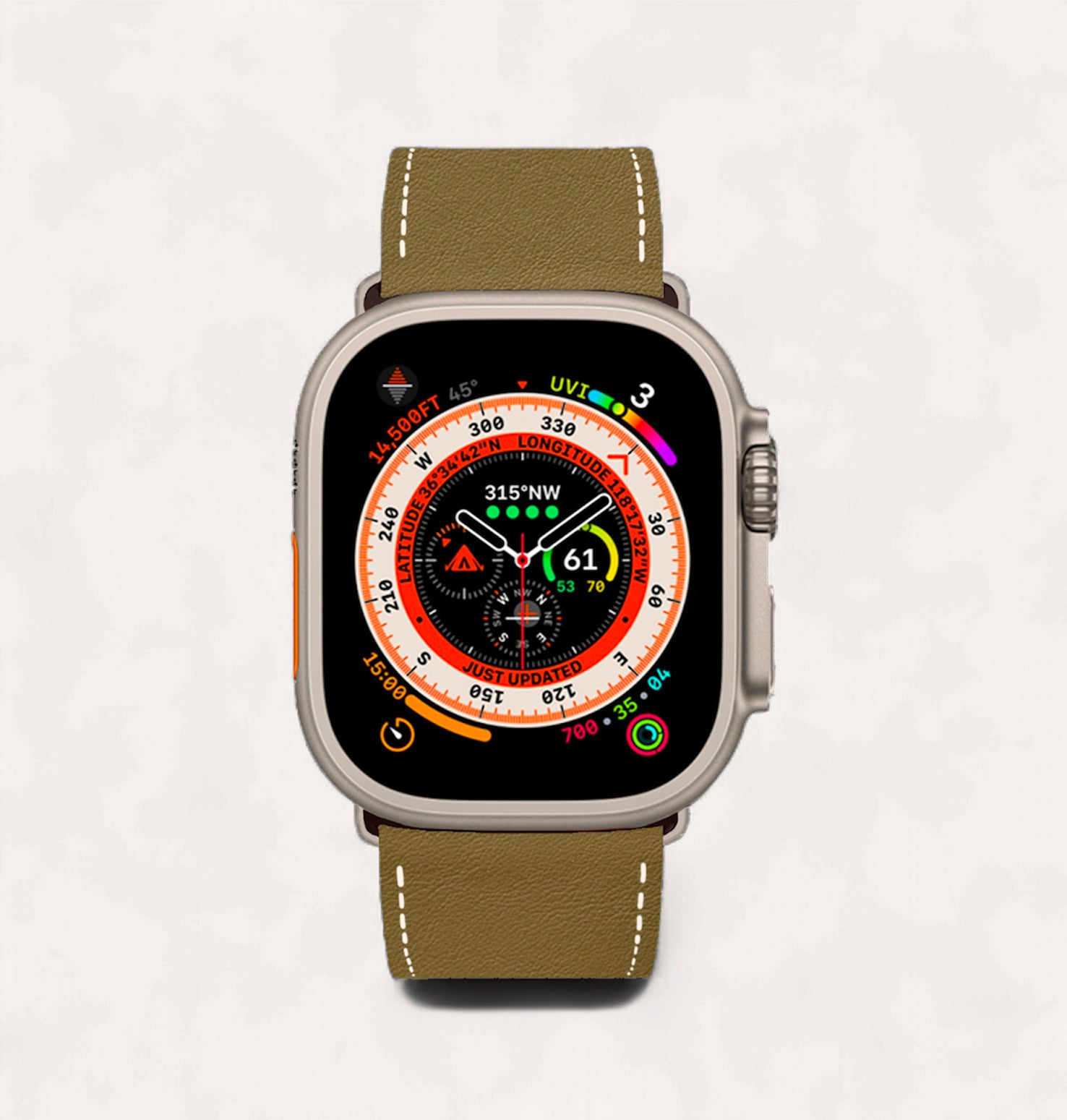 Recyceltes Lederarmband Khaki für Apple Watch - Cykero