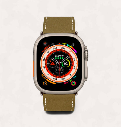 Bracelet cuir recyclé Kaki pour Apple Watch - Cykero