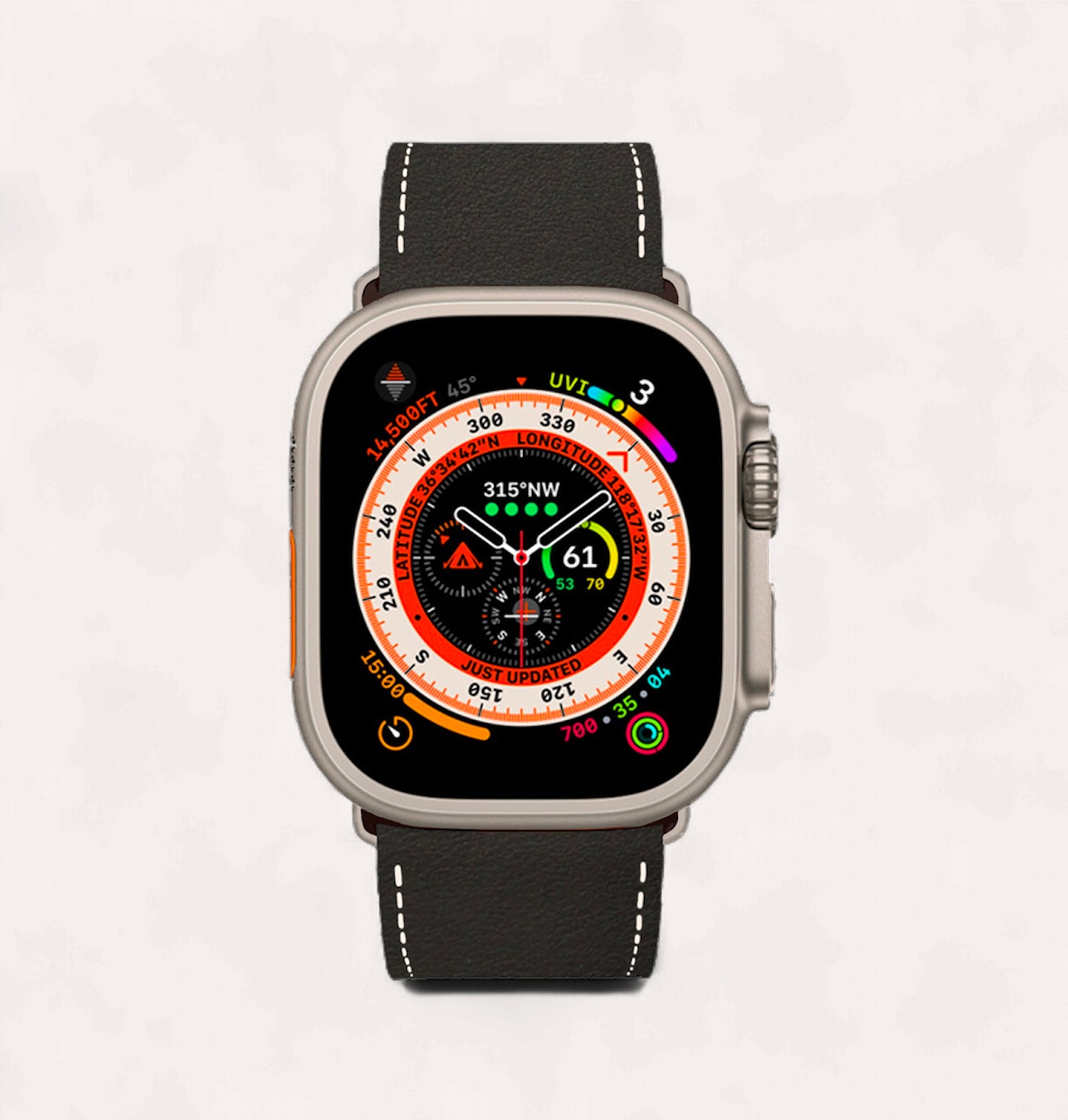 Schwarzes Armband aus recyceltem Leder für Apple Watch - Cykero