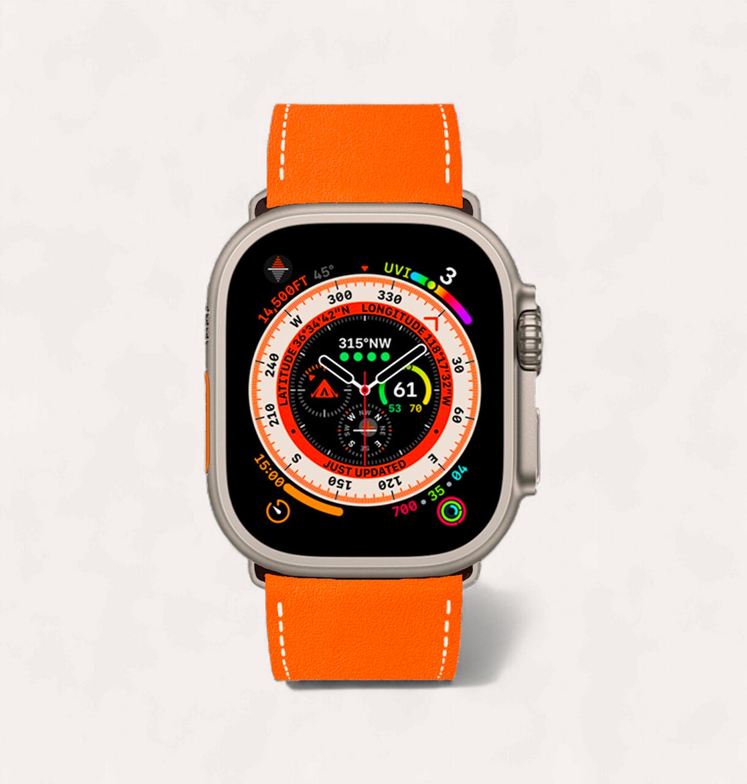 Armband aus recyceltem Leder Orange für Apple Watch - Cykero