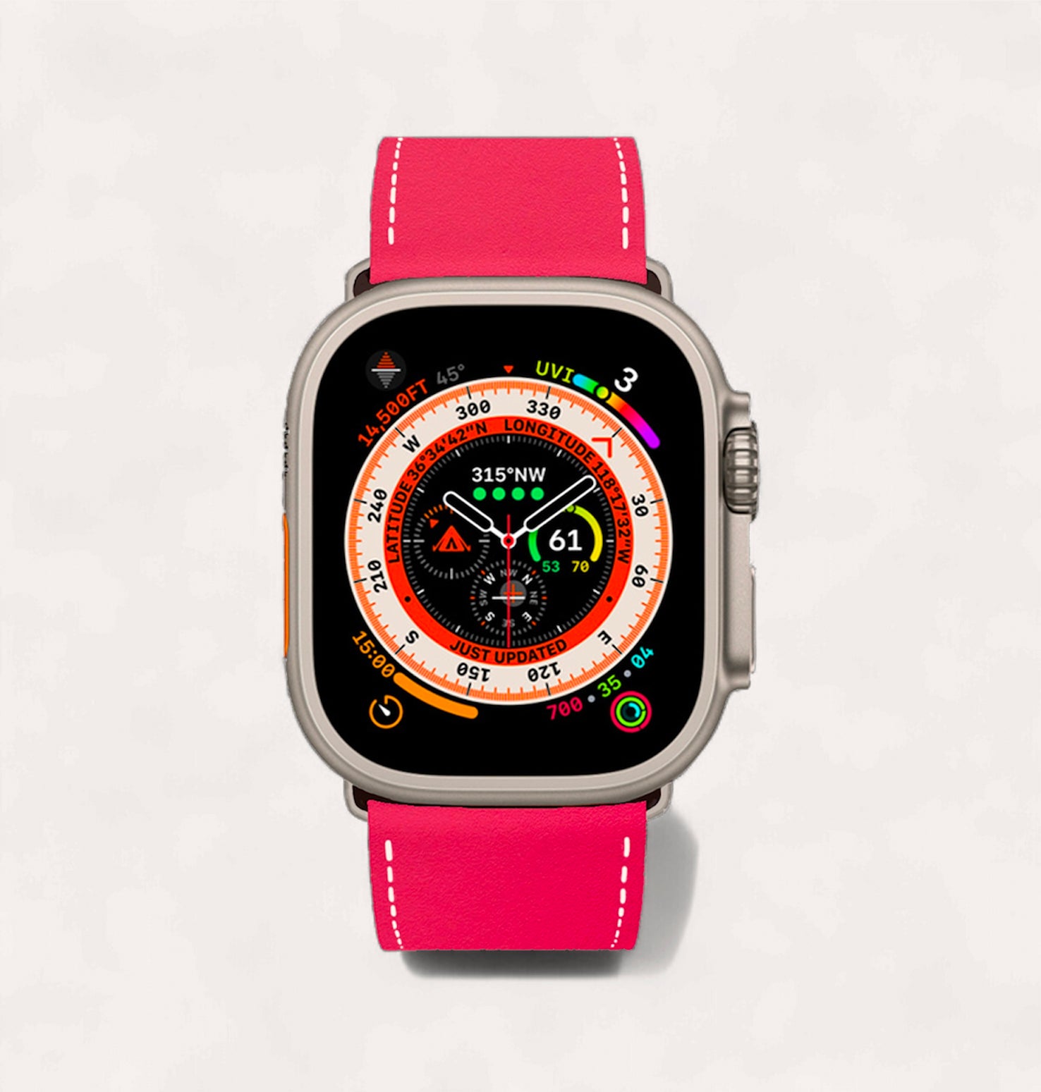 Himbeerrosa Armband aus recyceltem Leder für Apple Watch – Cykero