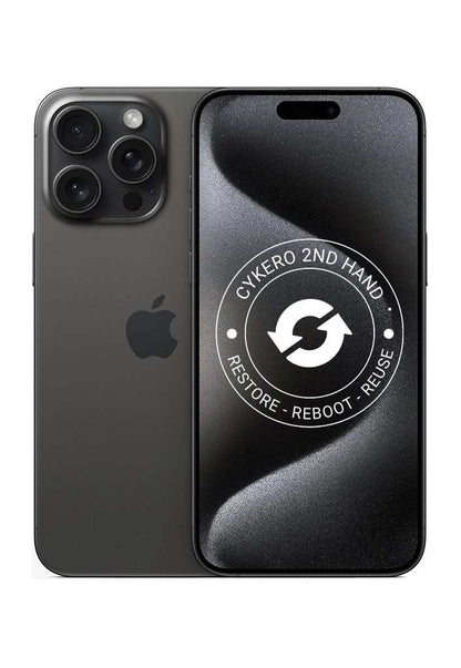 iPhone 15 Pro Max 1TB Titane Noir Reconditionné - Cykero