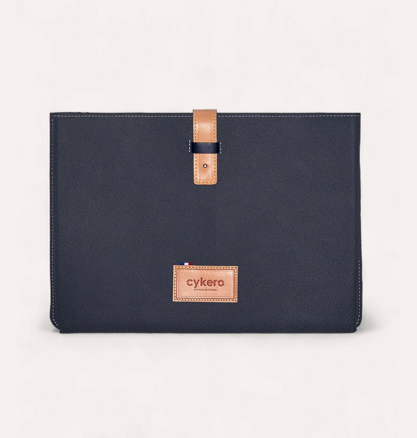 Pochette CHARLIE GM en cuir recyclé Bleu Marine-Rose - Cykero