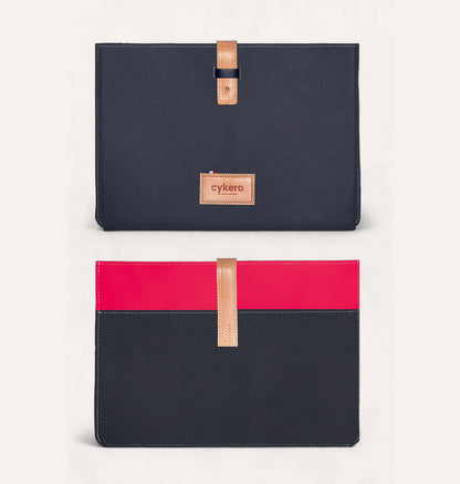 Pochette CHARLIE GM en cuir recyclé Bleu Marine-Rose - Cykero