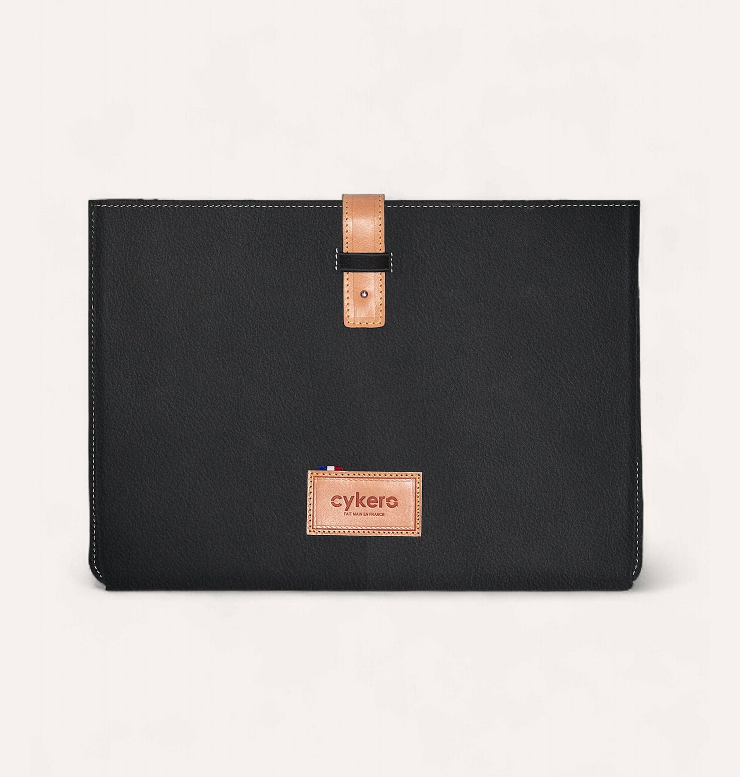 Clutch CHARLIE GM aus recyceltem Leder Schwarz-Marineblau - Cykero