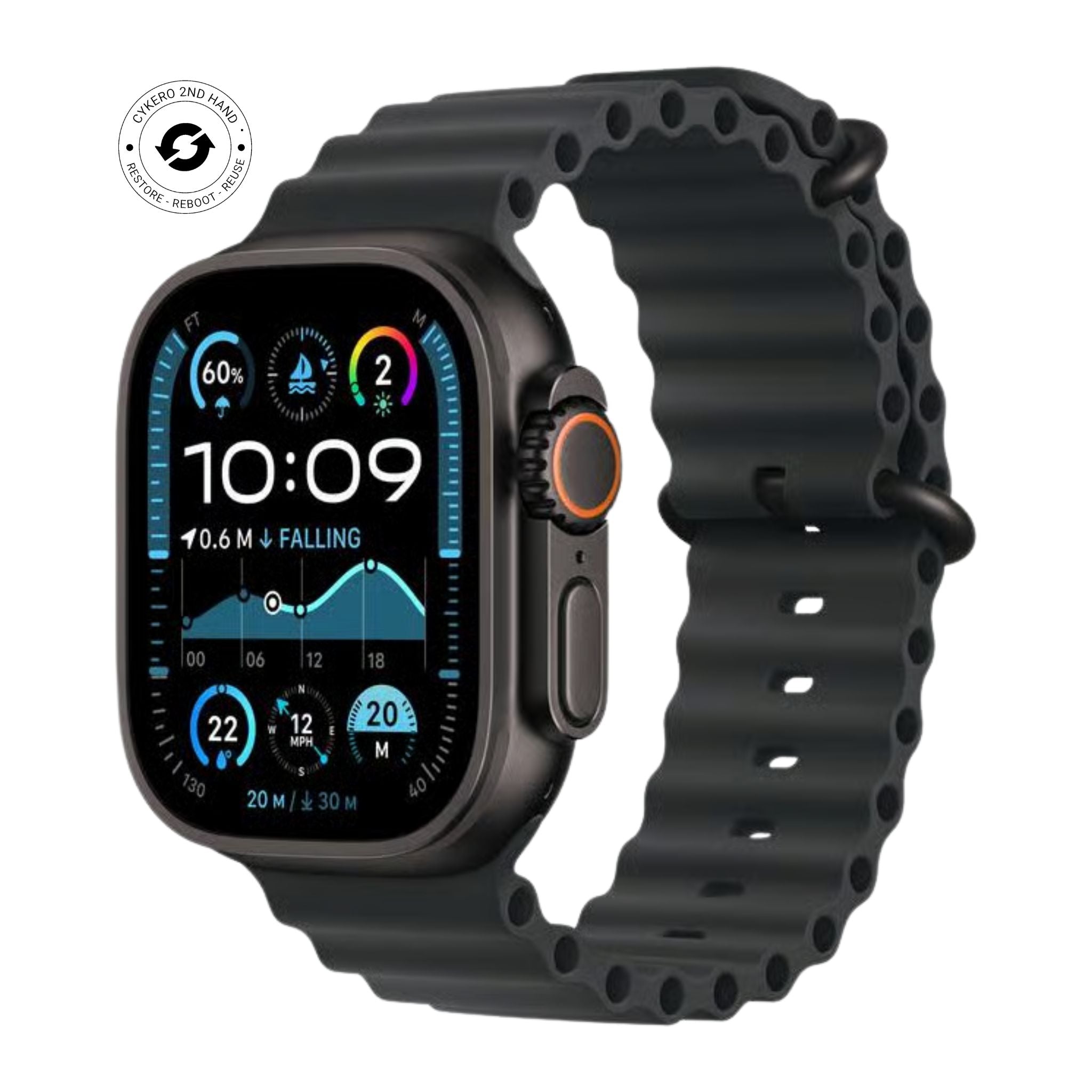 Watch Ultra 2 (2023) 49mm GPS+Cellular Schwarzes Titan – Schwarzes Ocean Armband